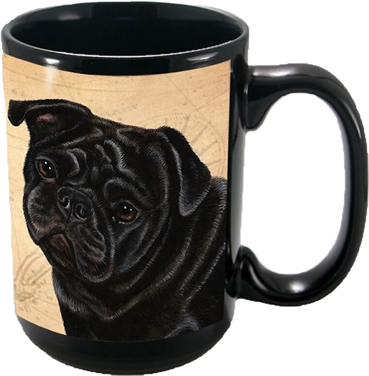 Pug Coffee Mug - Faithful Friends Pug Black Dog Breed Coffee Mug (800x628), Png Download