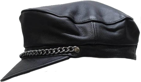 Leather Cap With Chain - Transparent Leather Hat Png (470x292), Png Download