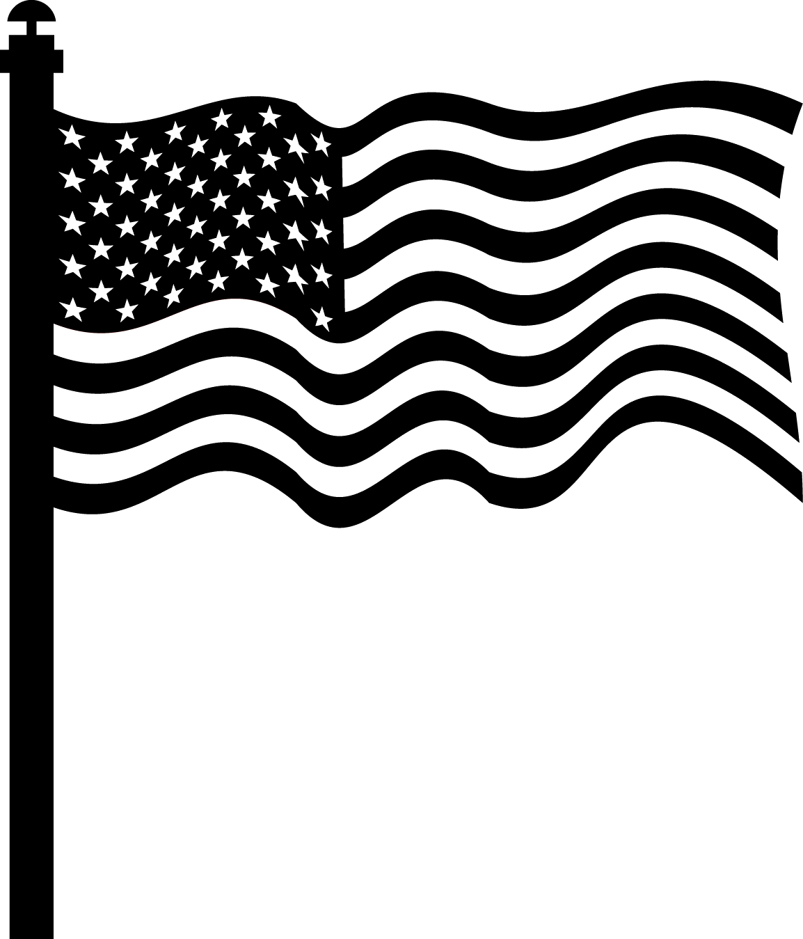 39amr8 - Black And White American Flag On Pole (1154x1349), Png Download