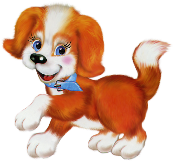 Orange Cute Puppy Cartoon Clipart - Собака Новый Год Пнг (600x564), Png Download