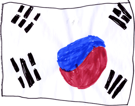 Drawn Flag Korean - Flag Of South Korea (450x354), Png Download
