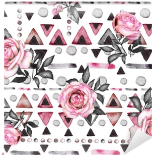 Seamless Pattern With Watercolor Flowers And Textured - Watercolor Painting (400x400), Png Download