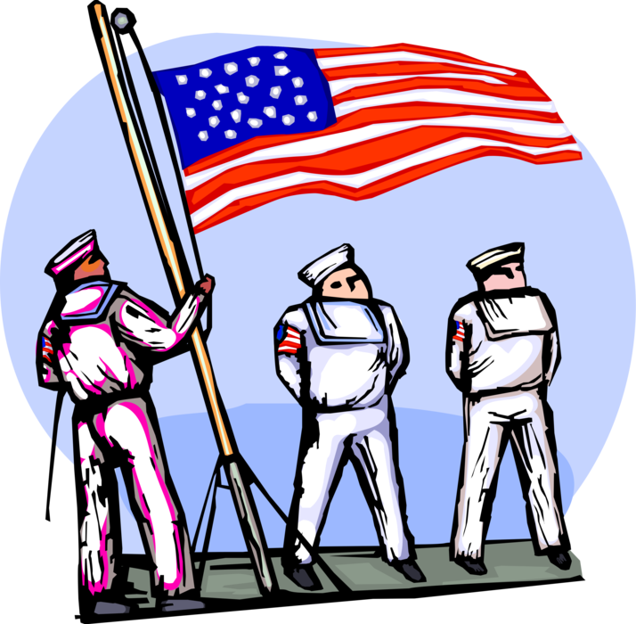 Naval Sailors Raise American - Illustration (714x700), Png Download
