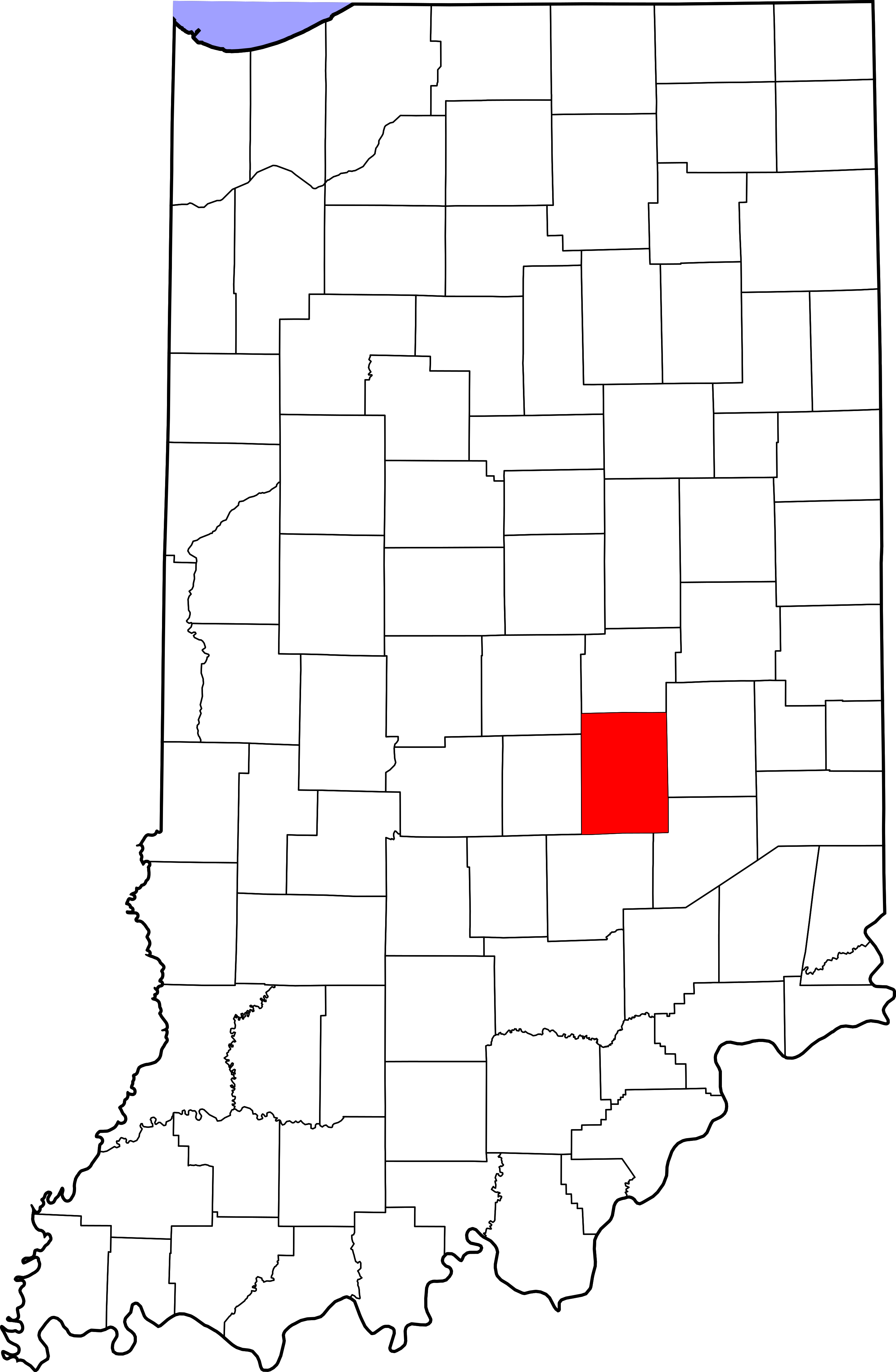 Map Of Indiana Highlighting Shelby County - Columbus Indiana On Map (2887x4423), Png Download