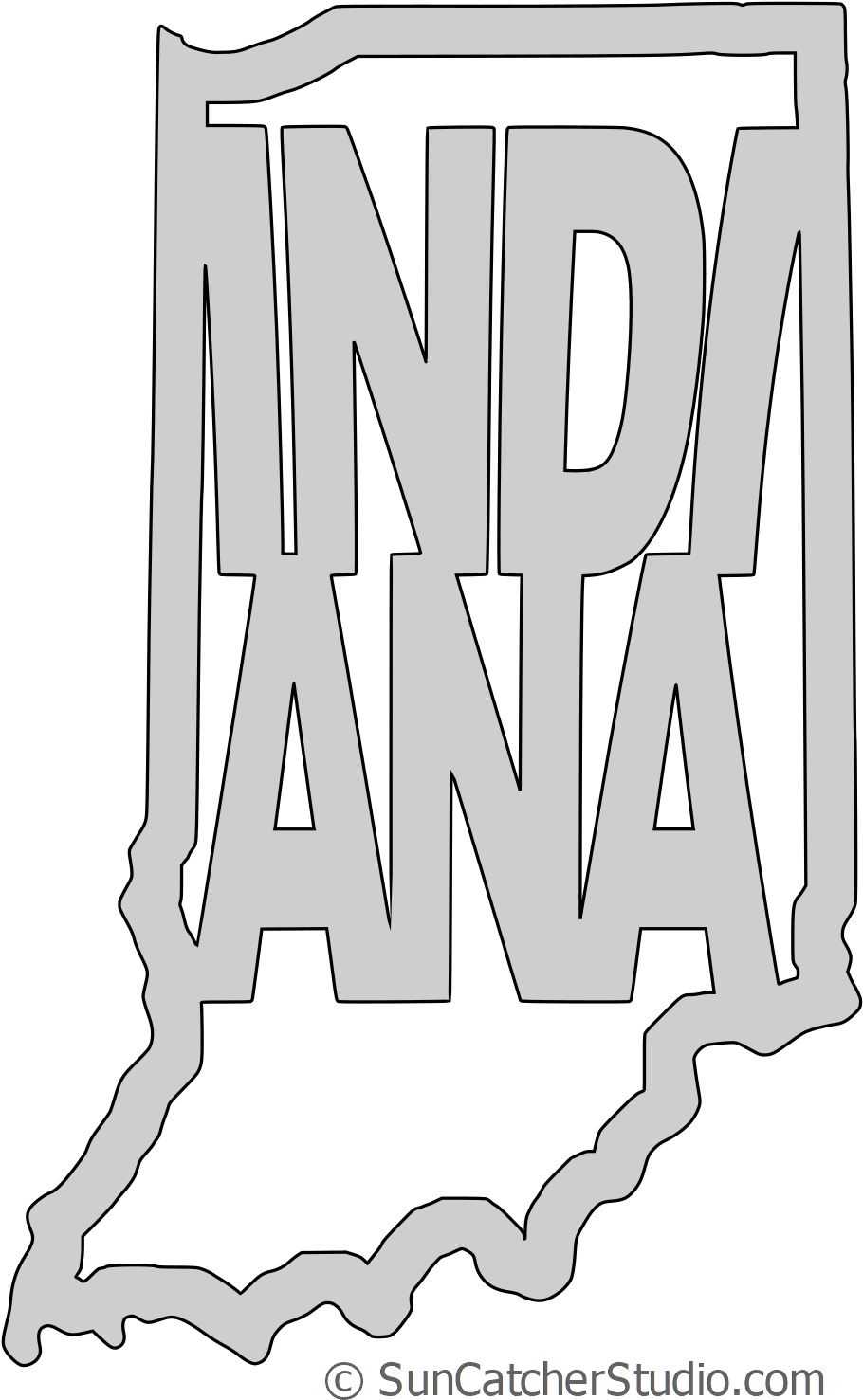Indiana Map Shape Text, Outline Scalable Vector Graphic - Scalable Vector Graphics (970x1500), Png Download