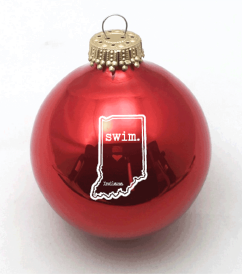 Indiana Swim State Outline Christmas Ornament - Christmas Ornament (354x400), Png Download
