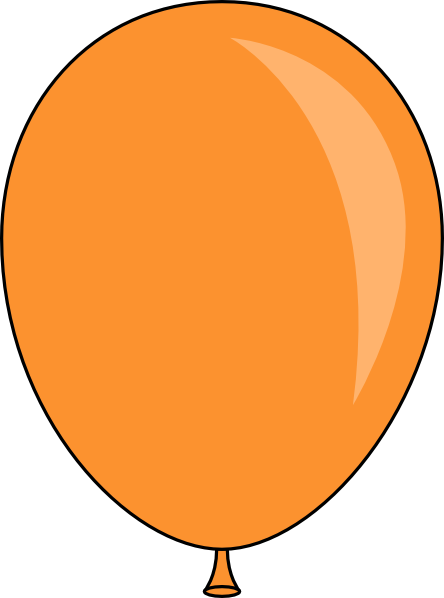 Balloon Orange - Single Balloon Clip Art (444x598), Png Download