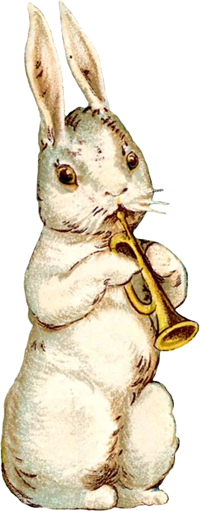 Vintage Easter Musical Bunny Scraps Free Printables - Transparent Background Vintage Animal (411x1046), Png Download
