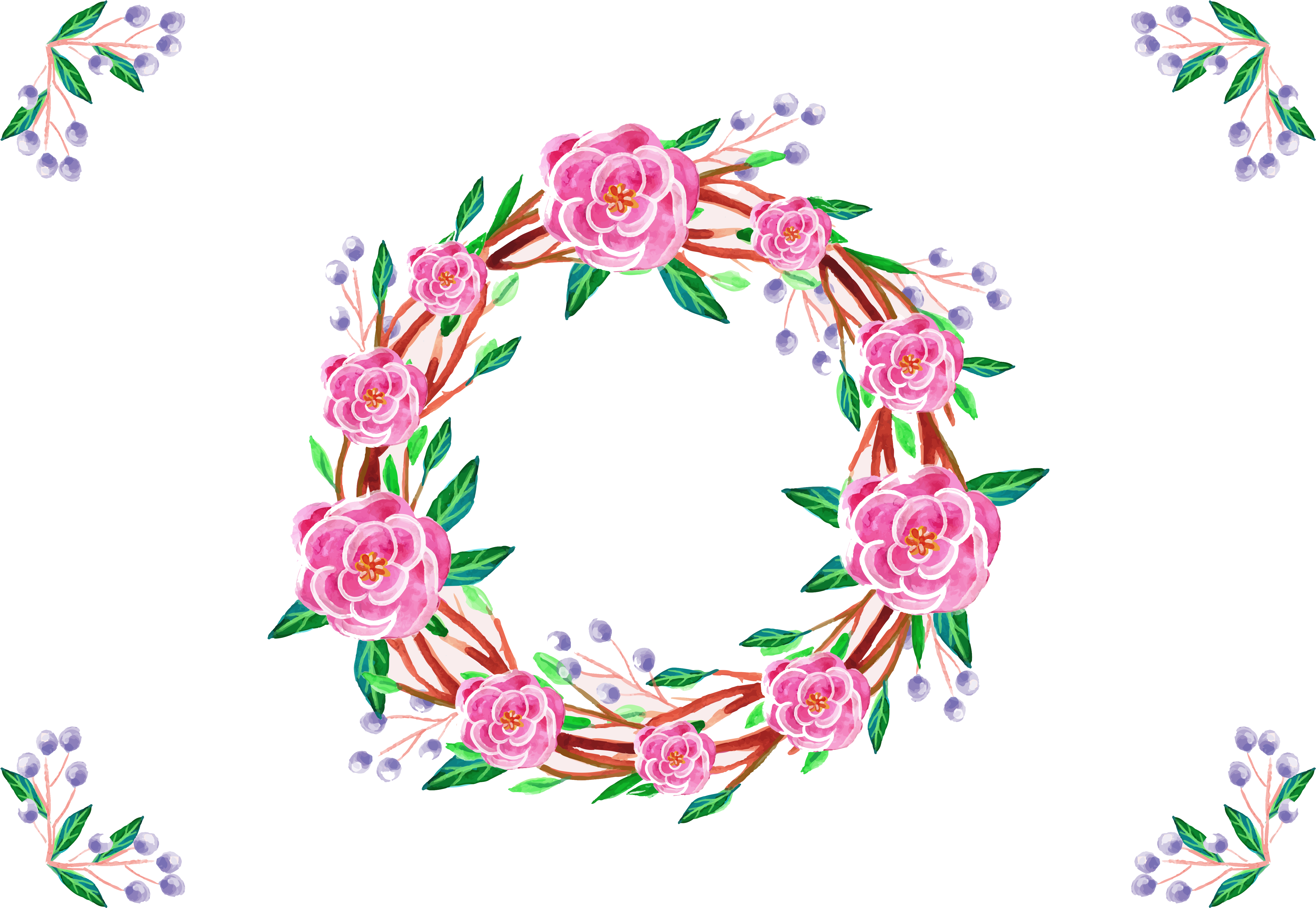 Jpg Transparent Download Japanese Flower Watercolor - Border Design With Calligraphy (5833x4083), Png Download
