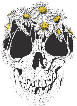 Skullflowers - Flowers And Skulls (482x600), Png Download