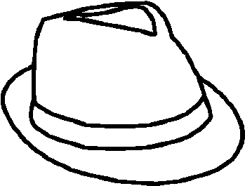 Fedora Outline Smaller - Line Art (400x400), Png Download