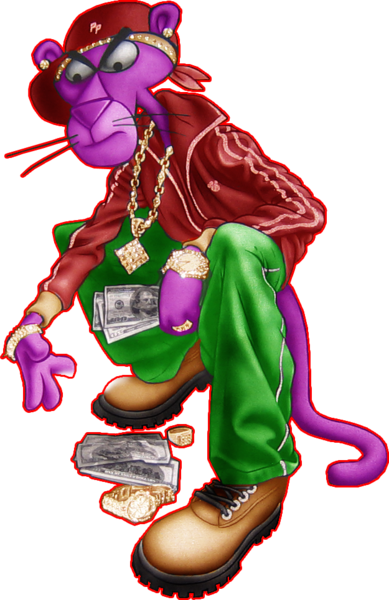 Pink Panther Gangsta - Pink Panther Cartoon Gangster (389x600), Png Download