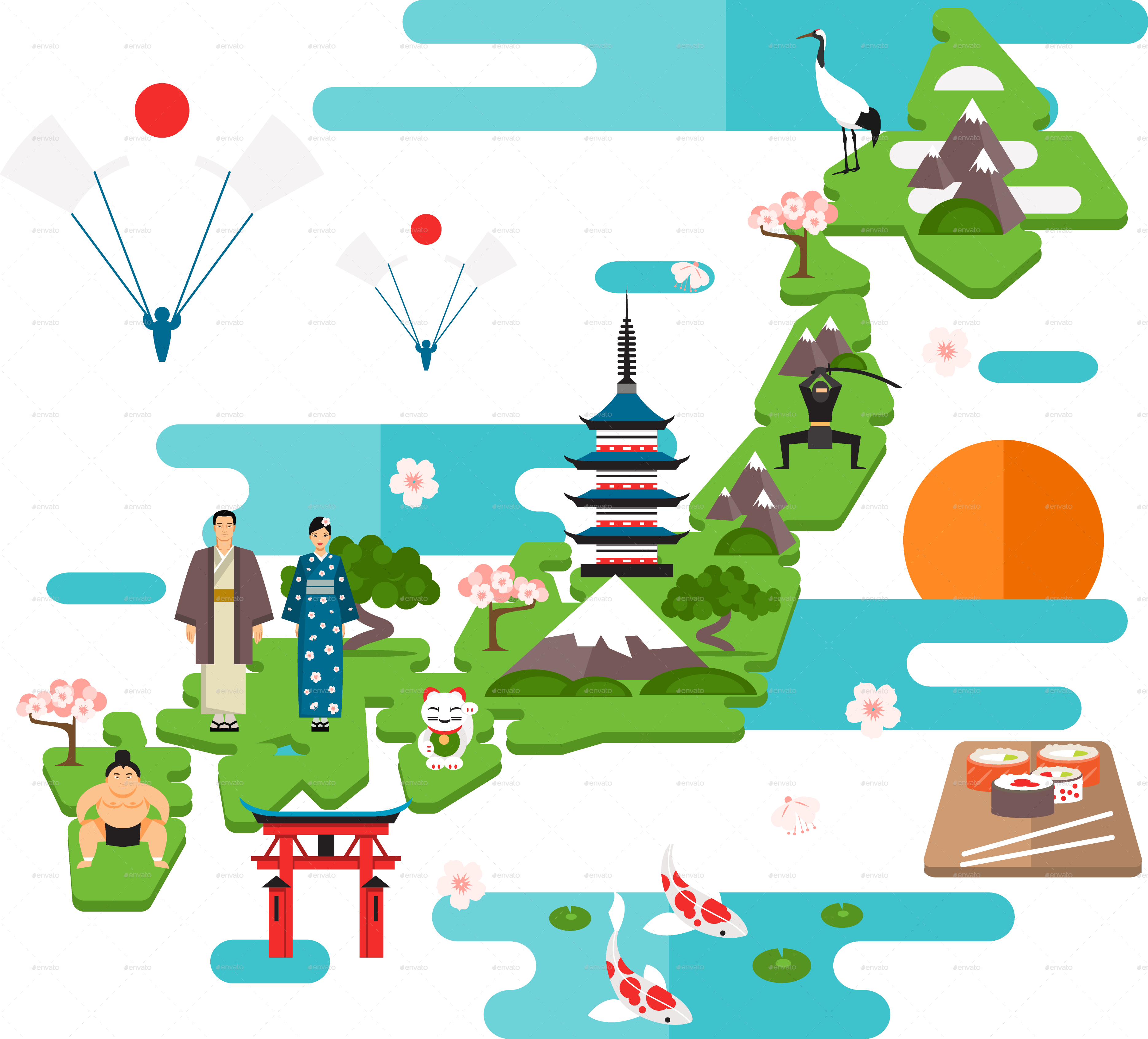 Japan Japan - Simbolos Nacionales De Japon (3739x3383), Png Download