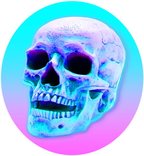 Vaporwave Skull Png (469x509), Png Download