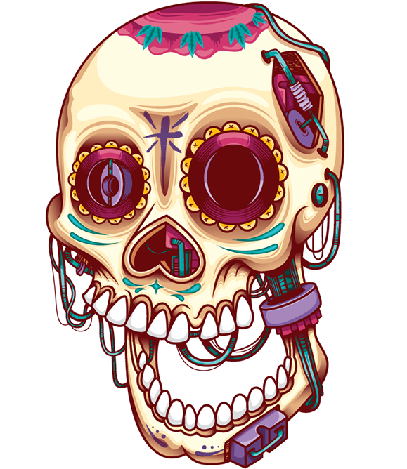 Modern Sugar Skull By Dras Tres Www - Calavera (600x776), Png Download