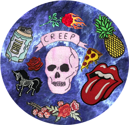 Pencilart Patch Sticker Cute Tumblr Rose Skull Pizza - Pizza (443x431), Png Download