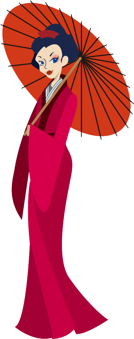 Japanese Clipart Transparent - Japanese Woman Clipart (605x1197), Png Download