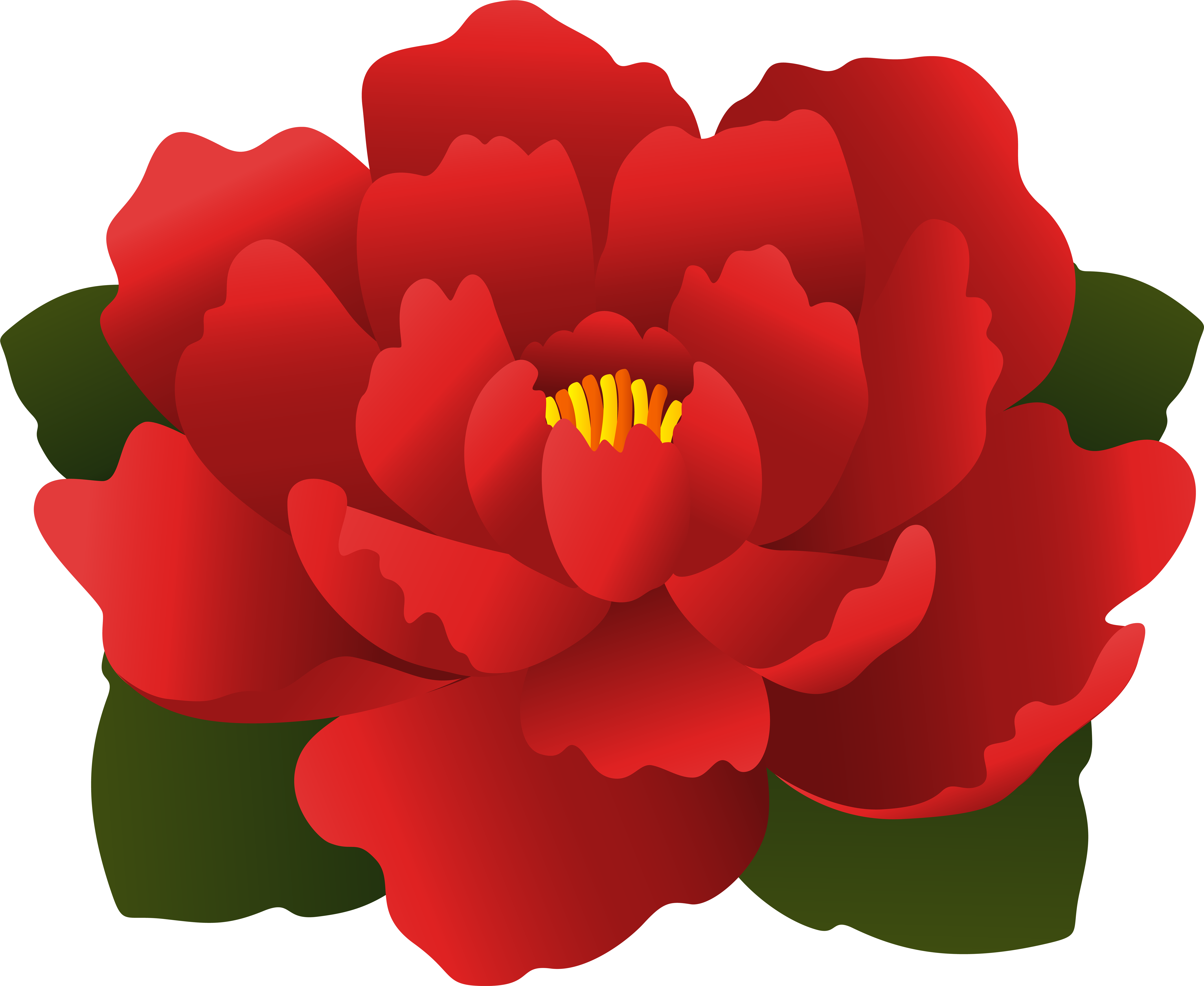 Red Flower Transparent Clip Art (8000x6552), Png Download