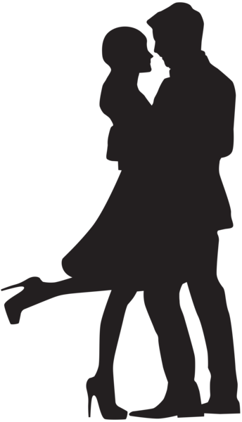 Couple In Love Silhouette Png Clip Art - Love Silhouette Of Couple (344x600), Png Download