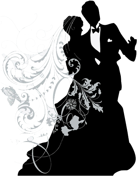 Cut A Silhouette And Stamp The Veil With Swirl Flourish - Wedding Couple Silhouette Png (600x600), Png Download