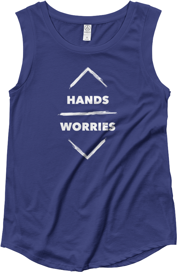 Download Ladies' Hands Up Worries Down Cap Sleeve Tee Pretty Lotus