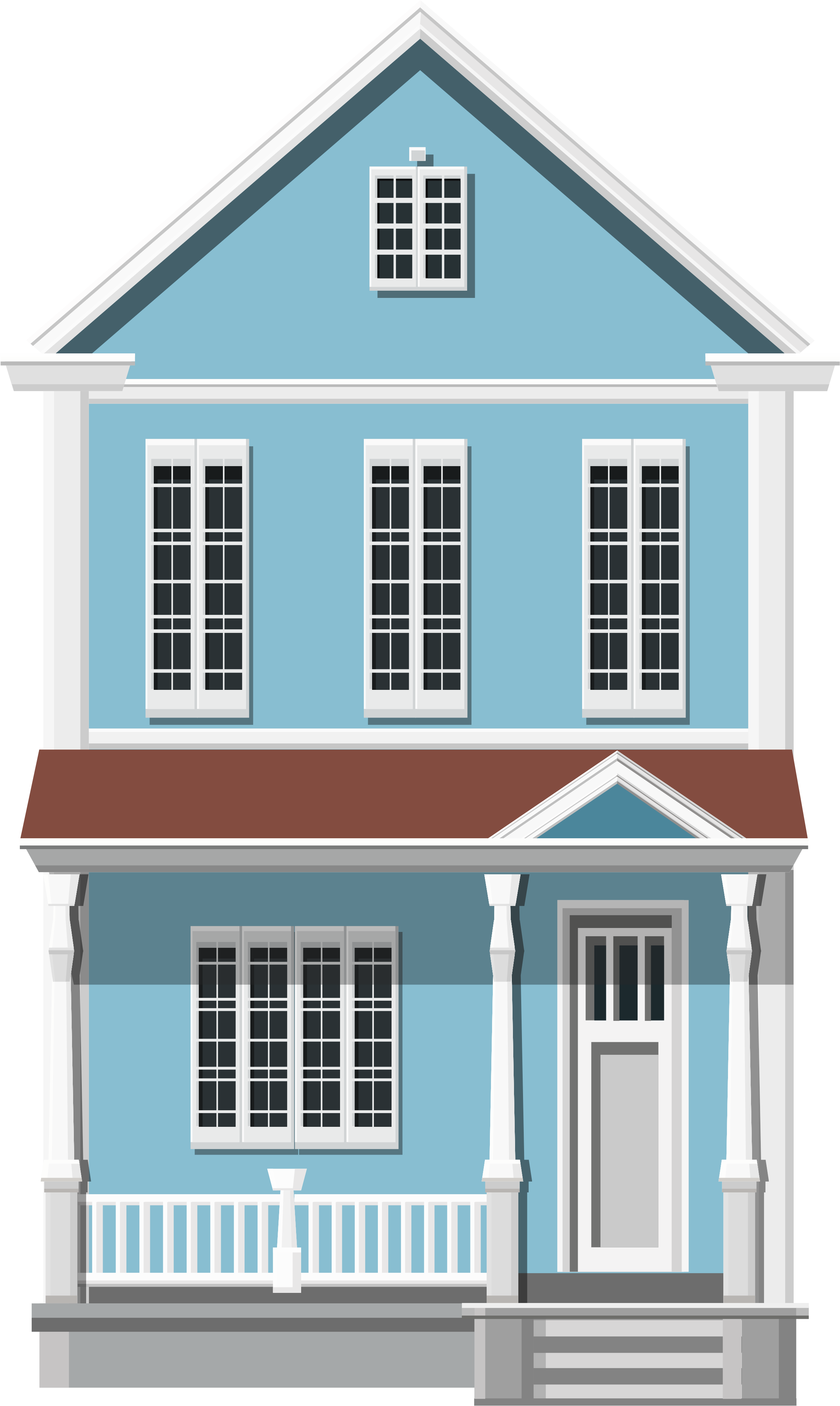 Blue House Png Clip Art - Clip Art (2438x3974), Png Download