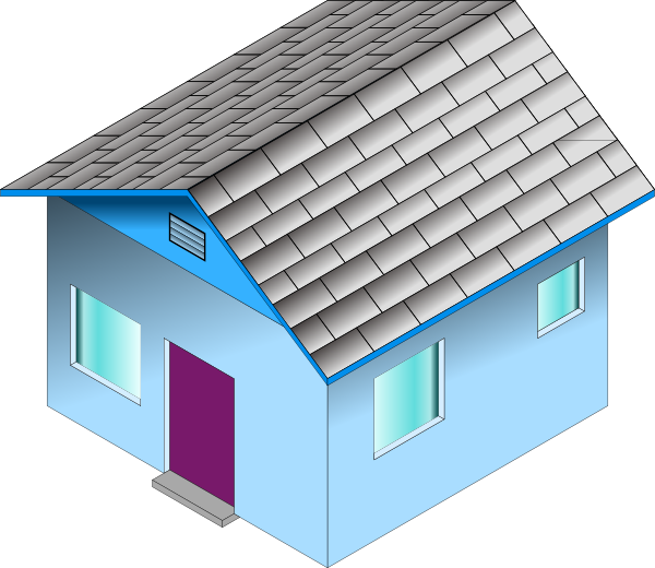 Small Blue House Clip Art At Clker - 3d House Clip Art (600x520), Png Download