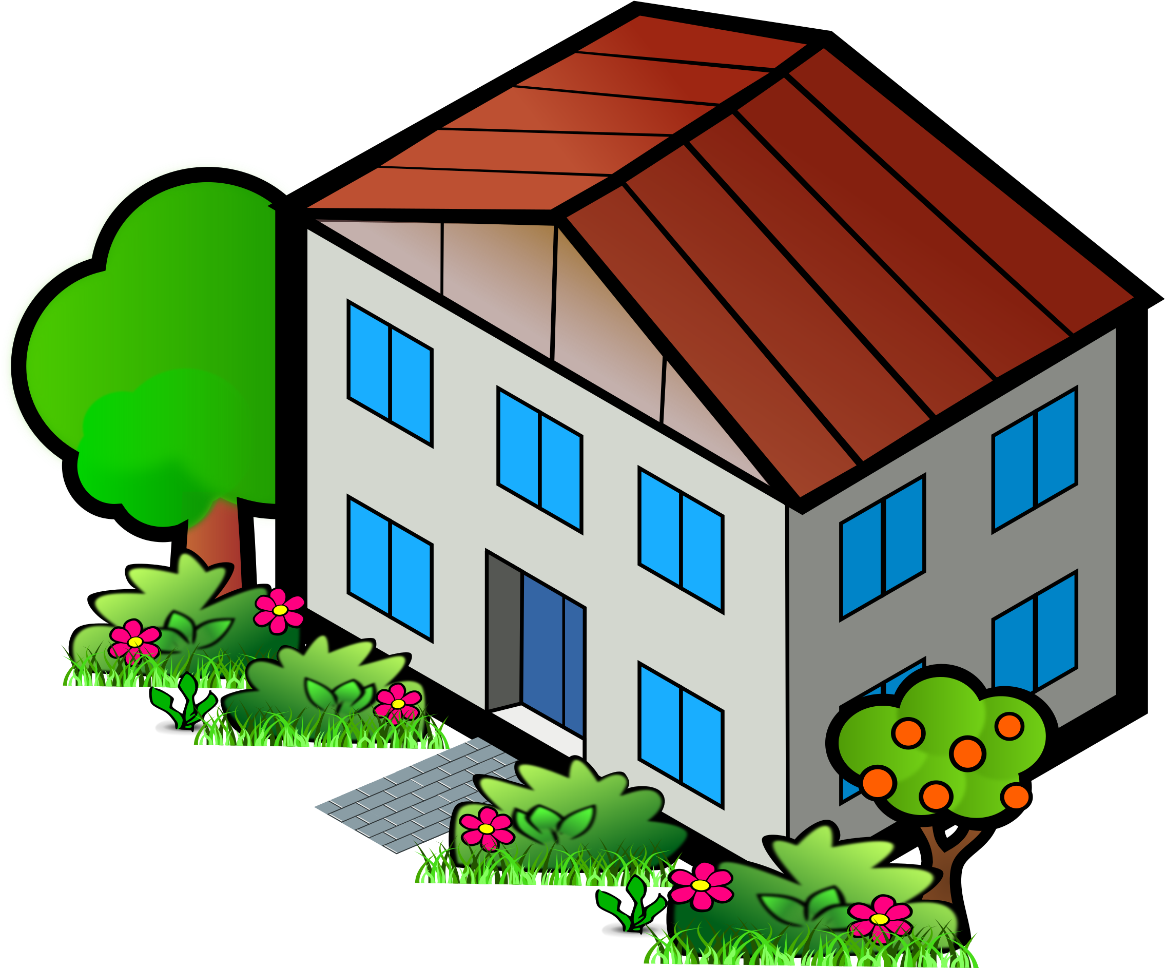 Big Image - Flat Roof Clip Art (2400x2034), Png Download