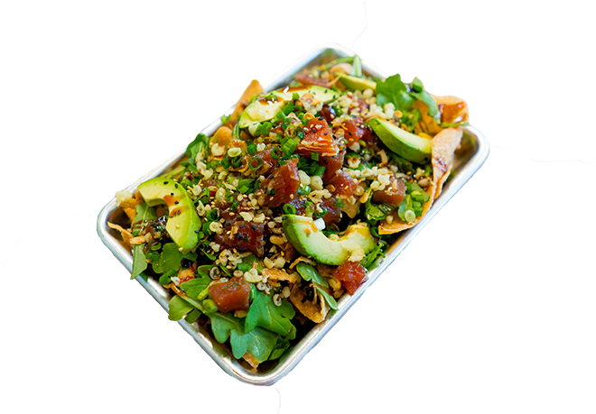 Blk Mkt Eats Transparent Nachos Shaka Poke Nachos Copy10 - Shaka Poke-don (660x480), Png Download