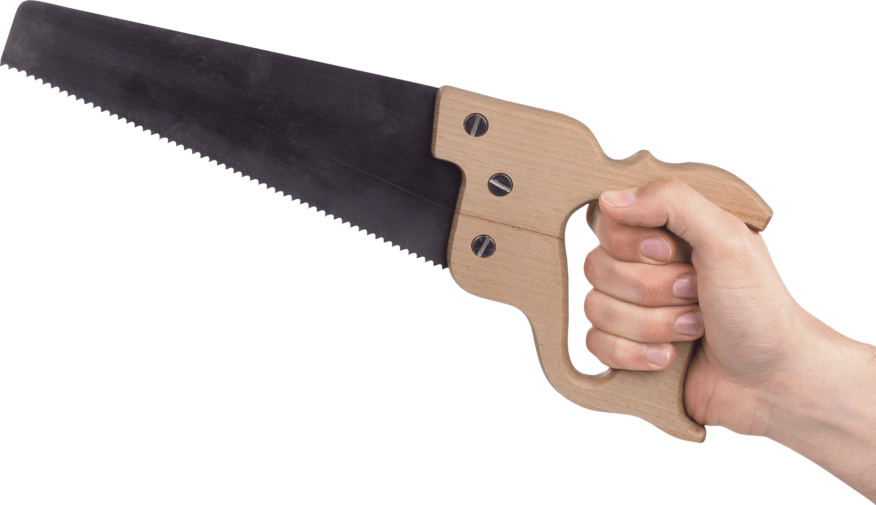 Hand Holding Saw - Saw In Hand (2917x1683), Png Download