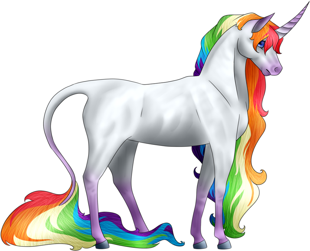 Unicornio - Unicorn With Rainbow Mane (1024x976), Png Download