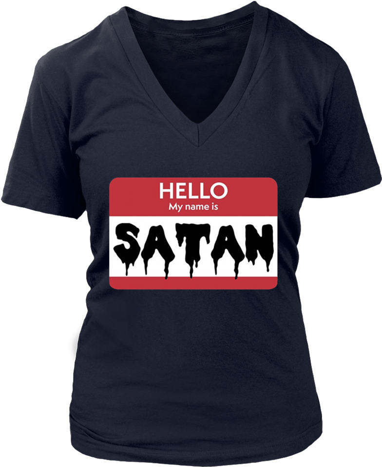 "hello My Name Is Satan" Funny Name Tag Halloween T-shirt - Queens Are Born In December T-shirt Birthday Wishes (960x960), Png Download