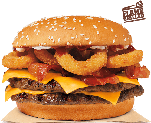 The Rodeo® King™ Sandwich Features Two Savory Flame - Burger King Rodeo King (500x540), Png Download