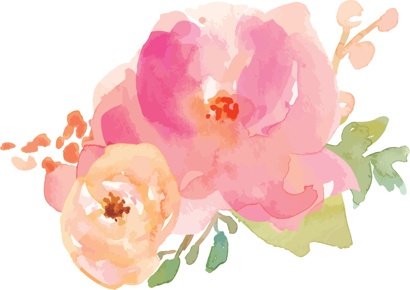 Border Flowers Watercolor Painting - Flower Border Pastel Png (1334x945), Png Download
