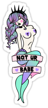 "not Ur Babe" Pastel Goth Mermaid Stickers By Amy Grace - Goth Subculture (375x360), Png Download