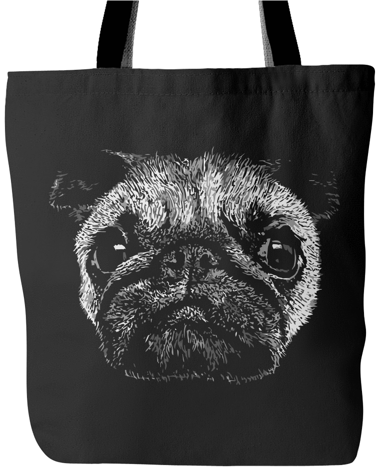 Pug Face Tote Bag - Tote Bag (1024x1024), Png Download