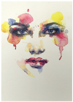 Beautiful Woman Face - Poster: Ismagilova's Beautiful Woman Face. Watercolor (400x400), Png Download