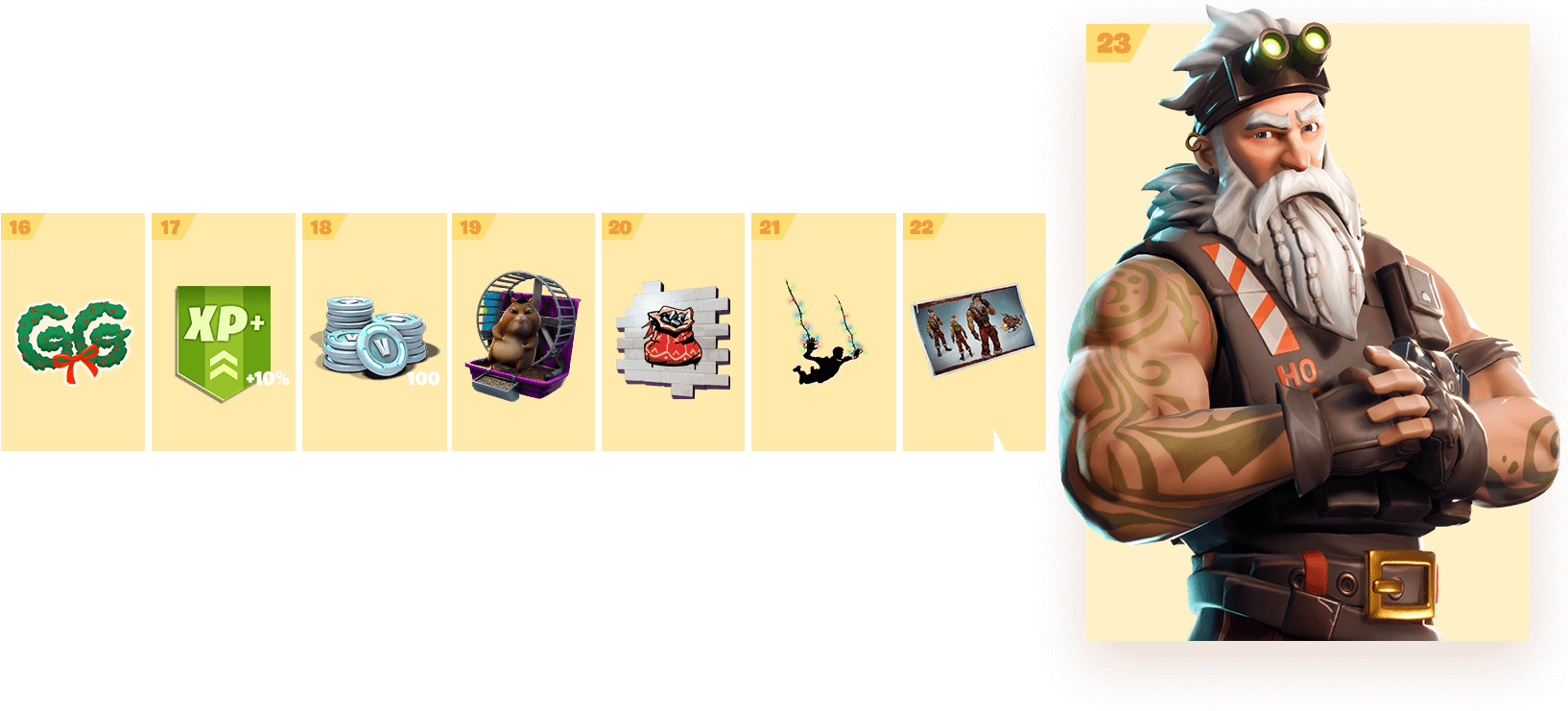 All Battle Pass Fortnite Items (1676x759), Png Download