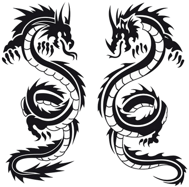 Black And White Dragon Tattoo (400x400), Png Download