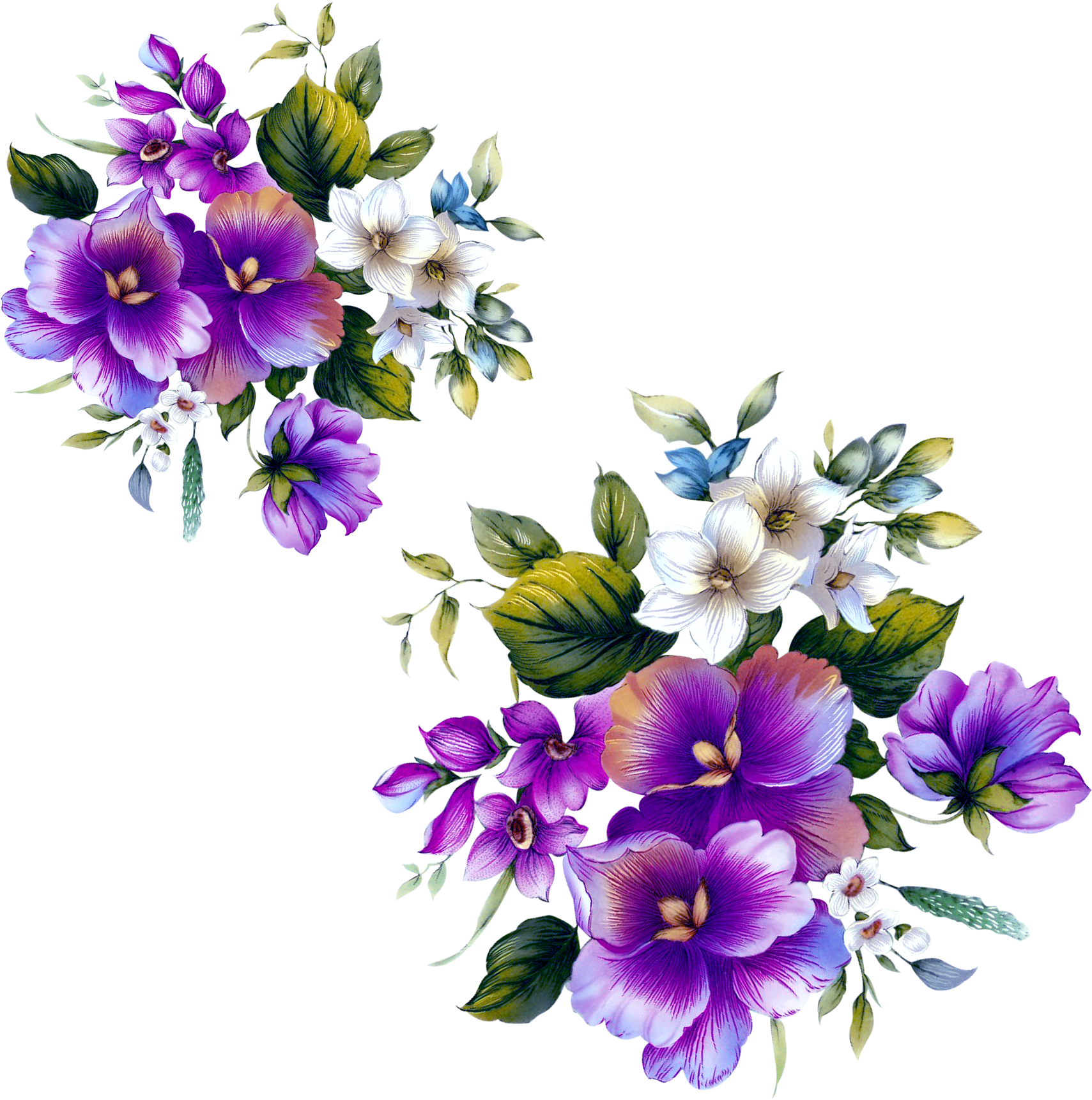 Floral Design Flower Purple - Png Flower Pattern Purple (1709x1722), Png Download