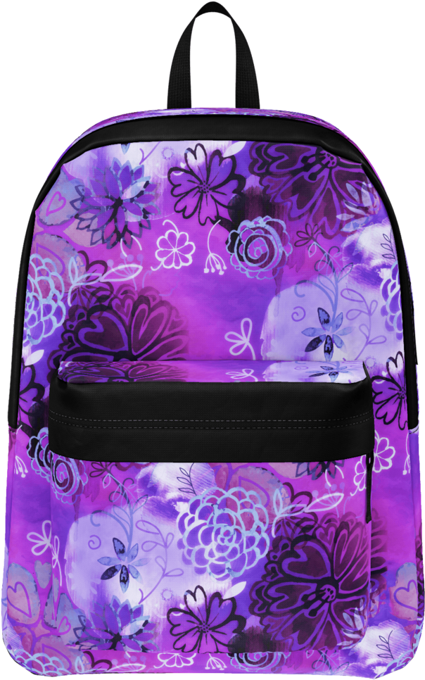 Grunge Urban Purple Flowers Backpack - Urban Purple Watercolor Flowers Laptop Sleeve - 13" (1024x1024), Png Download