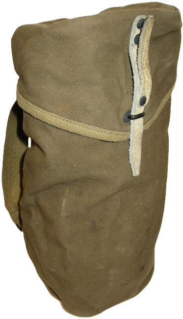 French Olive Gas Mask Bag Leather Closure - Leather (387x659), Png Download
