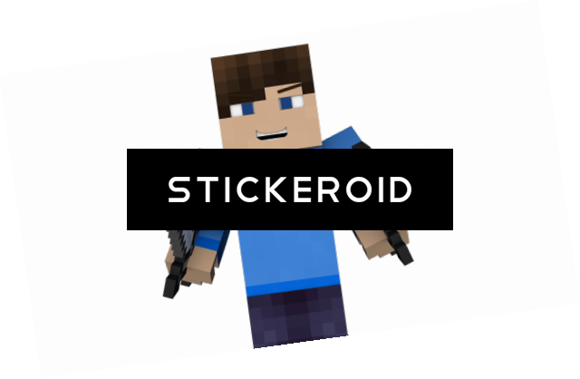 Man Two Swords Minecraft - Cartoon (640x418), Png Download