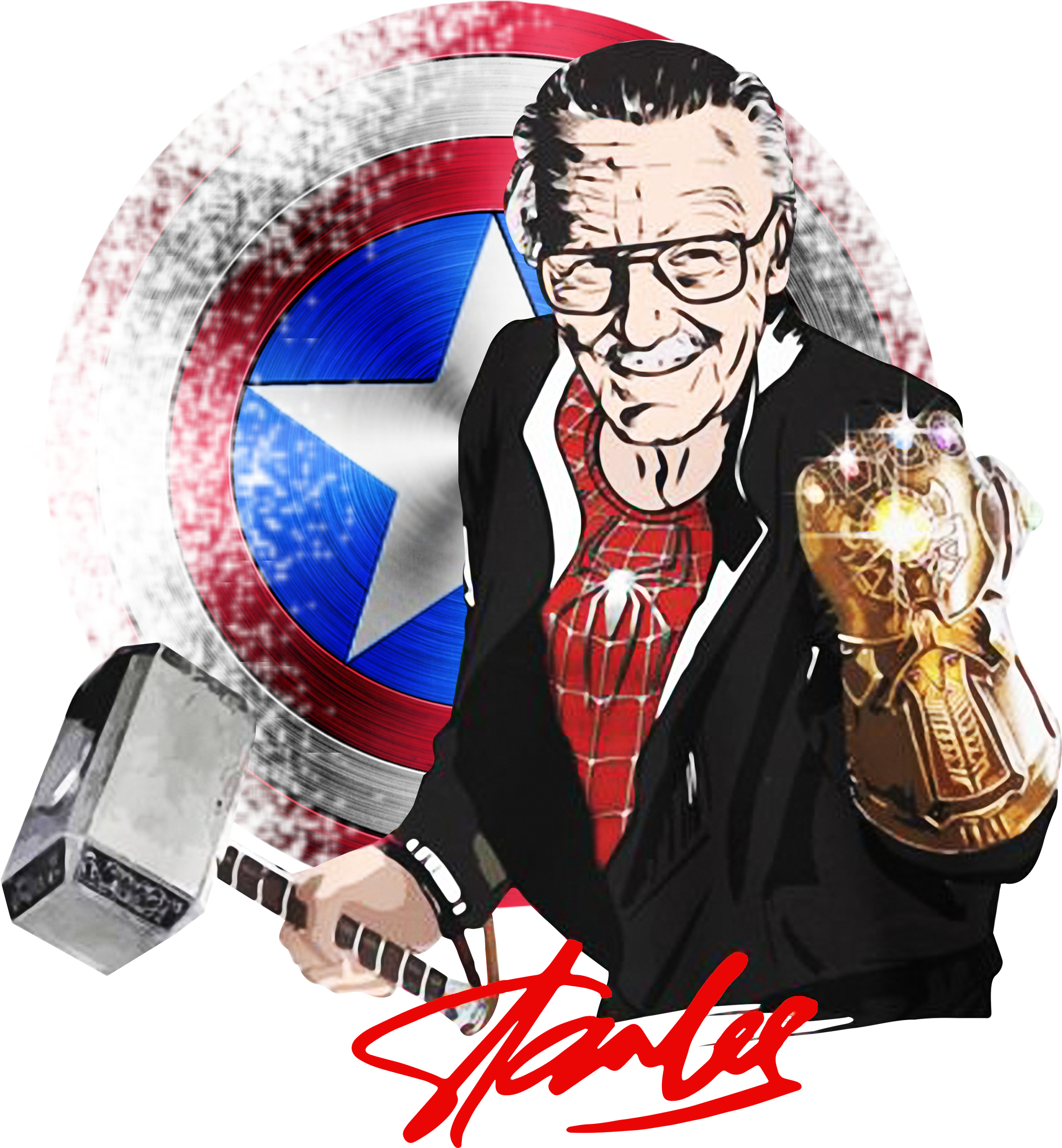 Stan Lee In Spider Man Thanos Infinity Gauntlet Shirt, - Stan Lee (2400x3200), Png Download