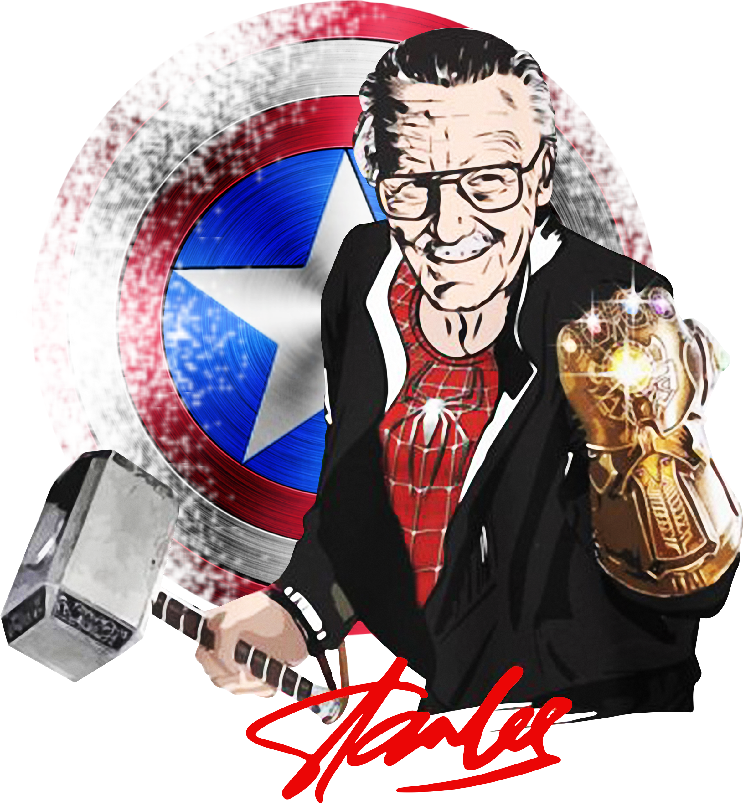 stan lee with infinity gauntlet