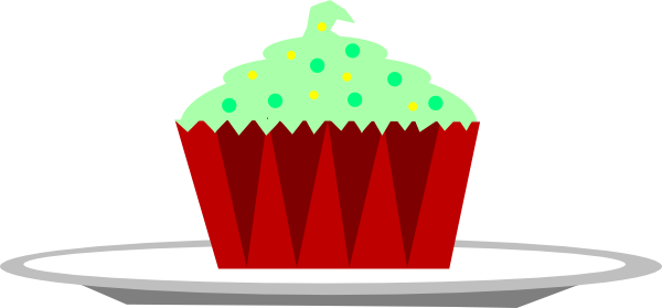 Small - Cupcake On A Plate Clipart (600x279), Png Download