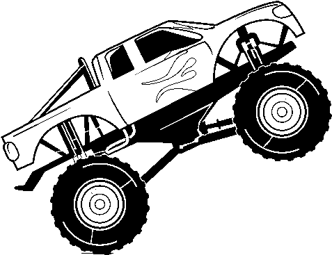 Bigfoot Car Coloring Page - Drawing Of Monster Truck (600x470), Png Download
