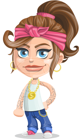 Babyb The Cute Gangster Girl - Cute Girl Cartoon Png (460x464), Png Download