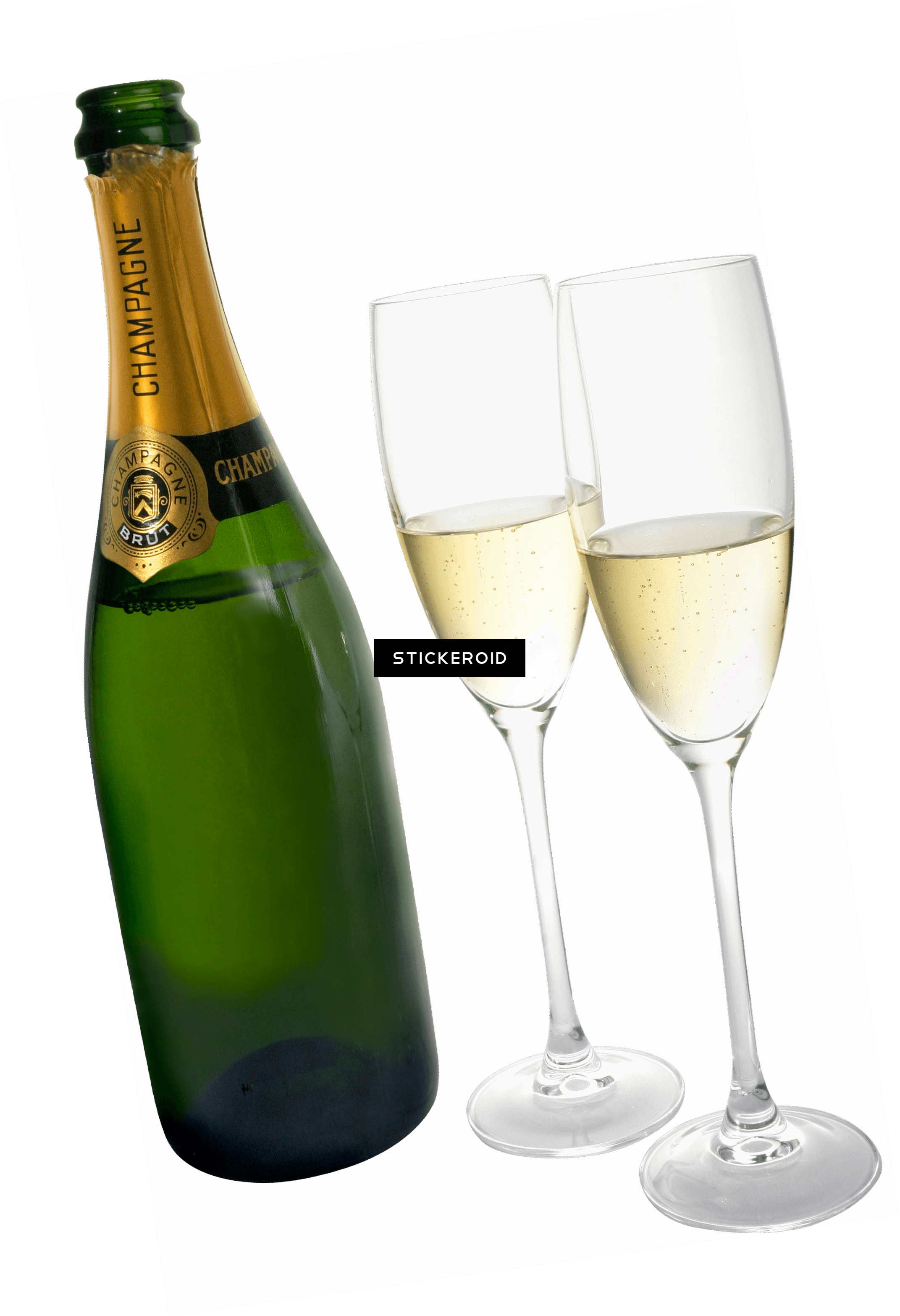 Champagne Two Glasses Bottle - Bottle (2143x3132), Png Download