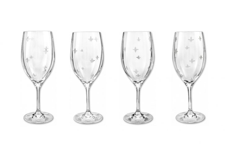 Fleur De Lis Crystal Wine Glasses - Mignon Faget Fleur De Lis Crystal Wine Glasses (725x487), Png Download